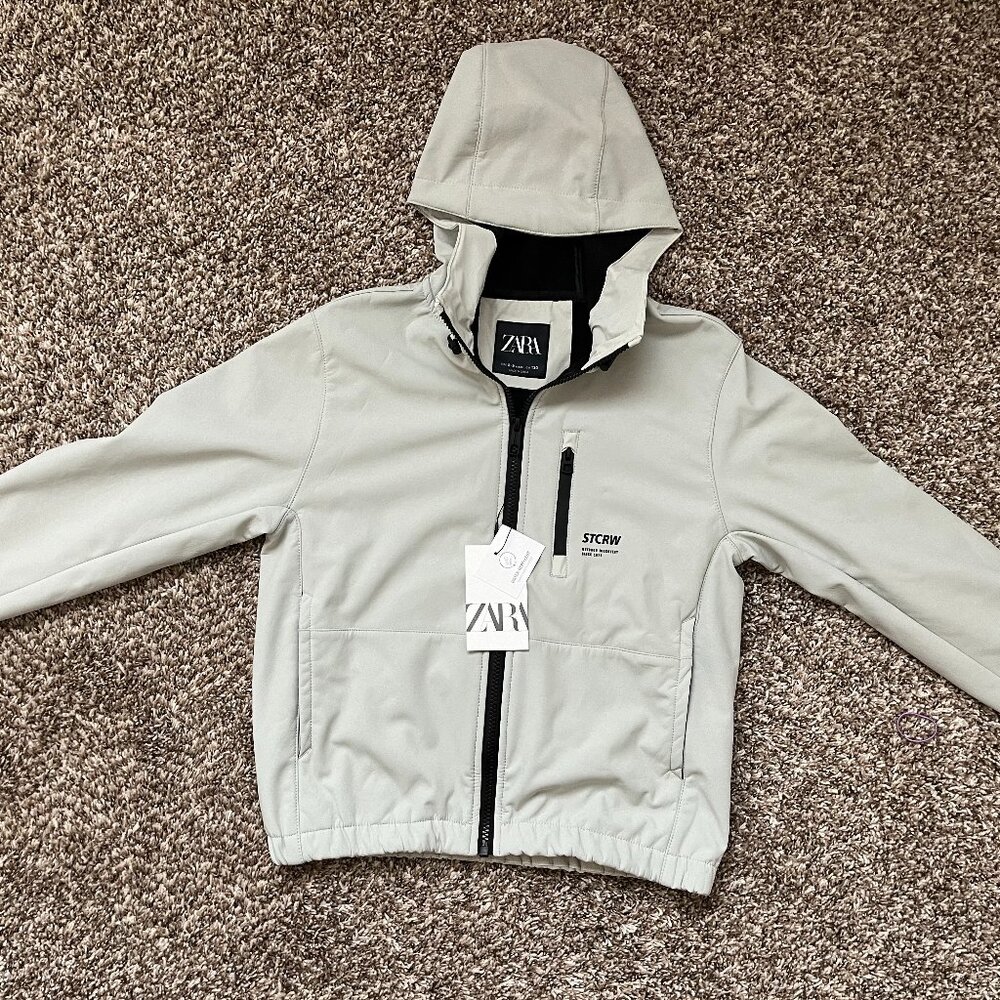 NEW ZARA Kids - Boys Water Repellent Gray Jacket - Size 8-9 Years